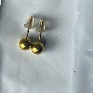Vintage Gold Toned Ball Stud Earrings ( 1/4 inch size )